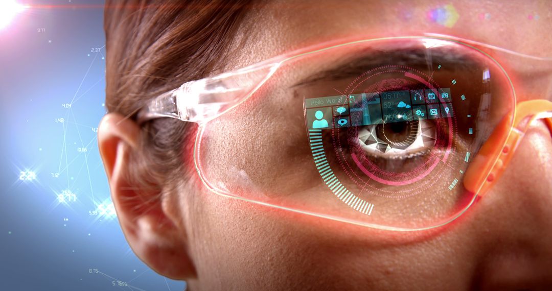 Close-Up of Woman Using Futuristic Augmented Reality Glasses - Free Images, Stock Photos and Pictures on Pikwizard.com