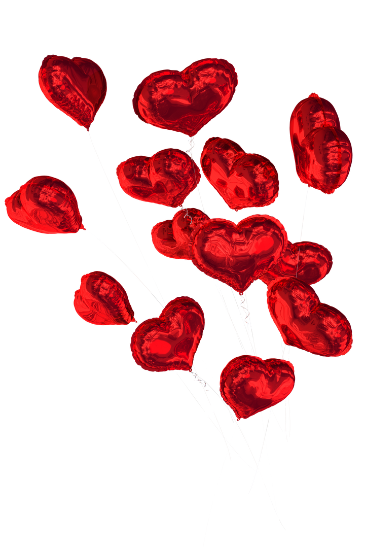 Transparent red heart shaped balloons illustration for valentines and love themed projects - Download Free Stock Images Pikwizard.com