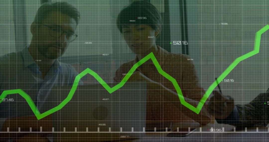 Business Collaboration with Financial Chart Analysis in Office
