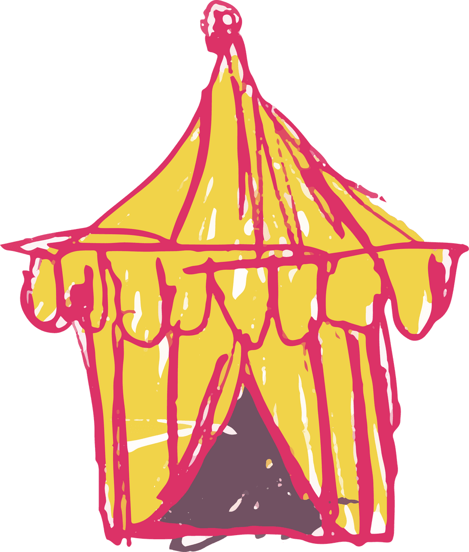 Whimsical Circus Tent Illustration on Transparent Background
