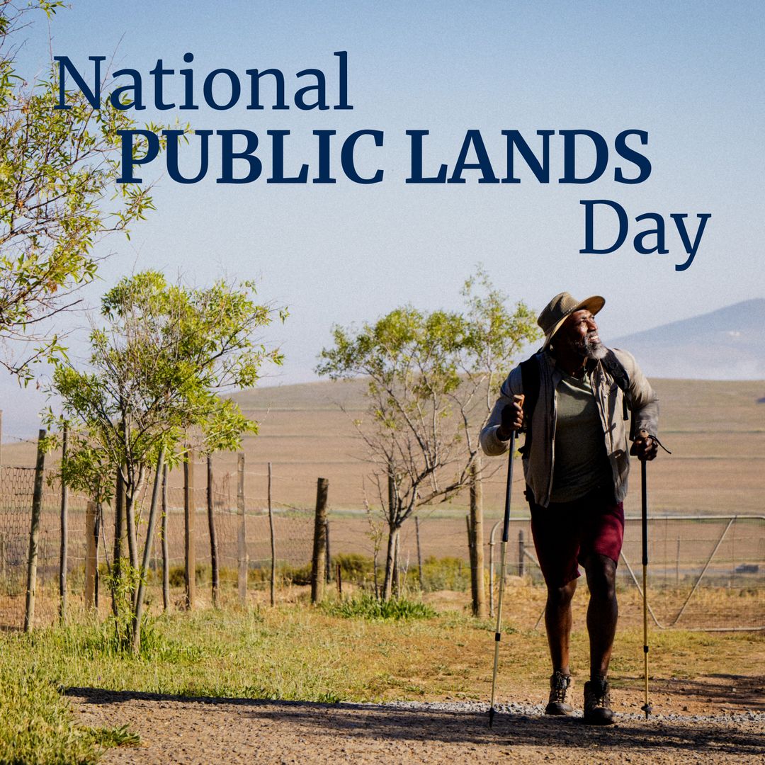 Senior African American Man Trekking on National Public Lands Day