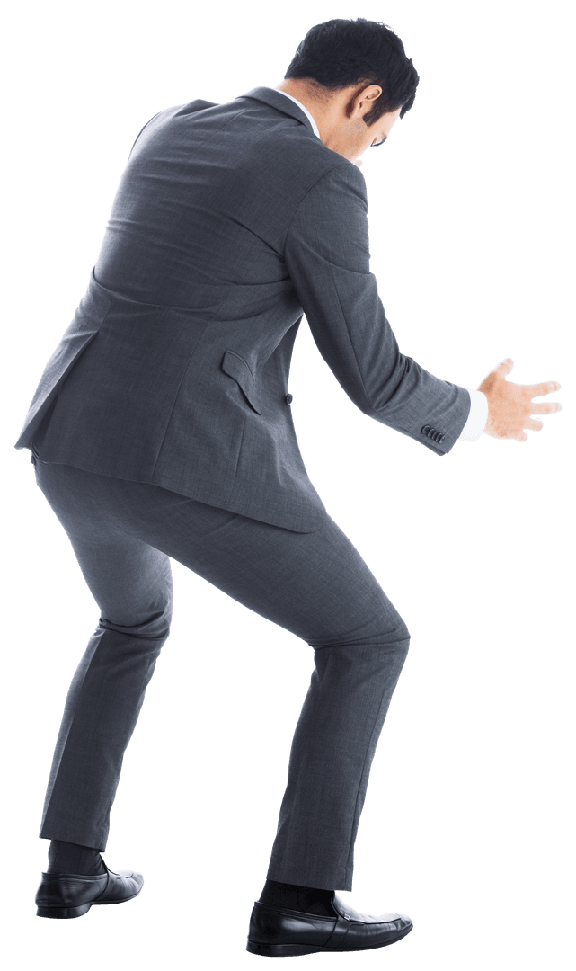 Transparent Businessman Rear View With Outstretched Hands