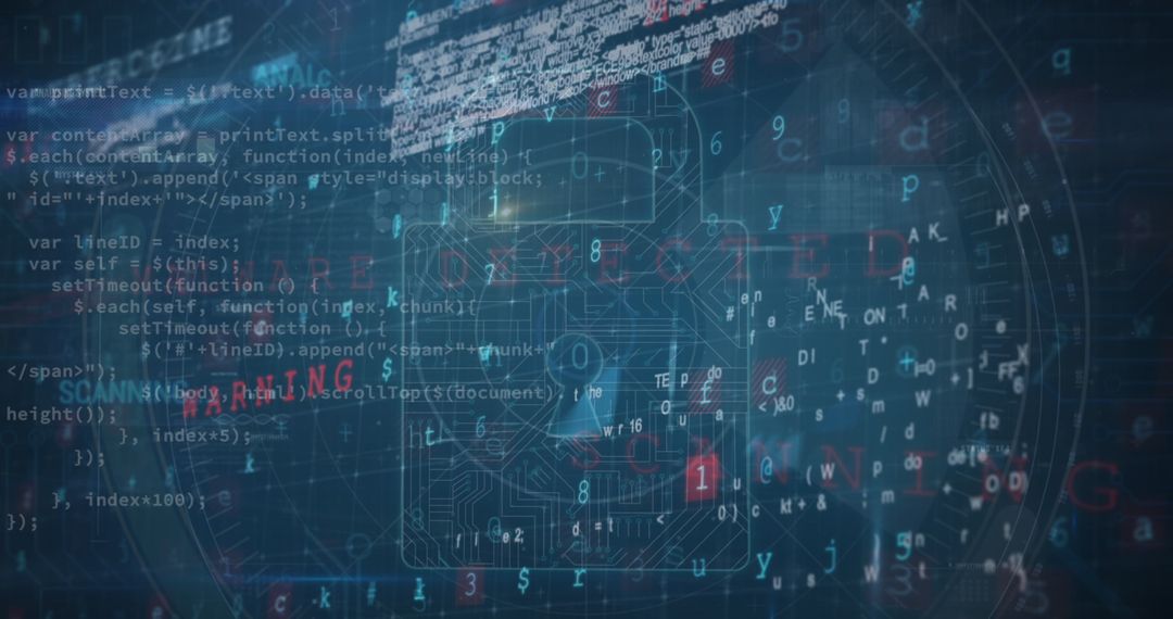 Digital Data Overlaid with Cybersecurity Elements