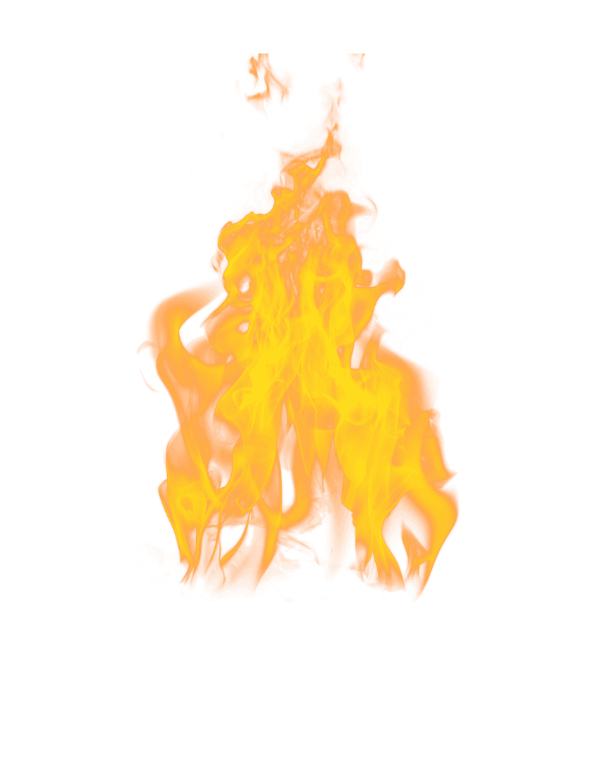 Vibrant Orange Flames on Transparent Background
