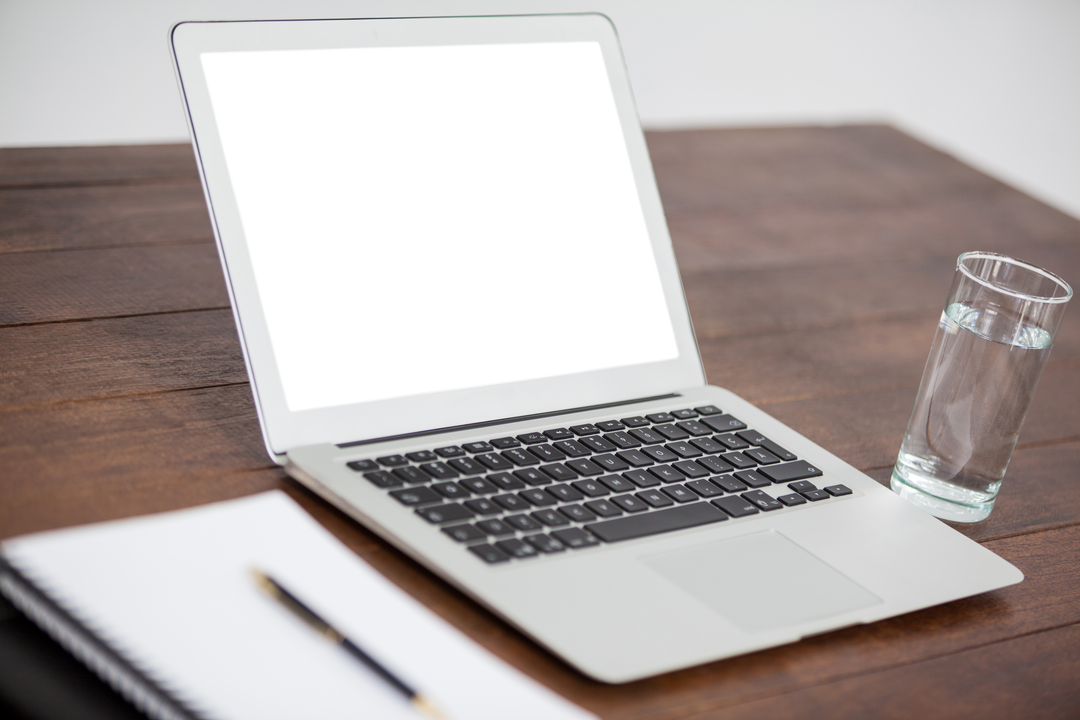 Transparent Computer Screen Blank Laptop on Wood Office Desk - Download Free Stock Images Pikwizard.com