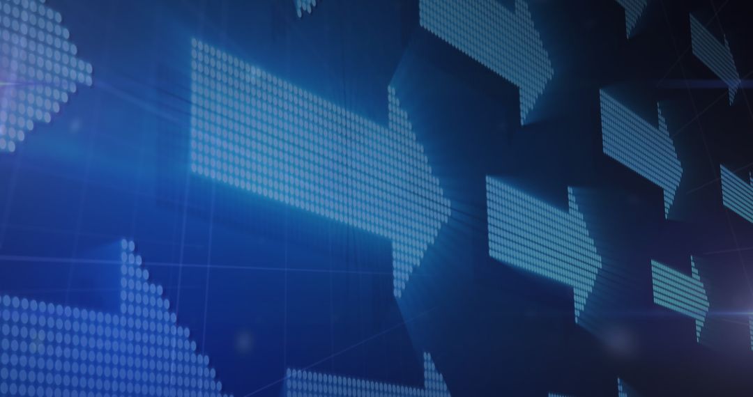 Digital Data Arrows on Blue Background Illustrating Global Finance