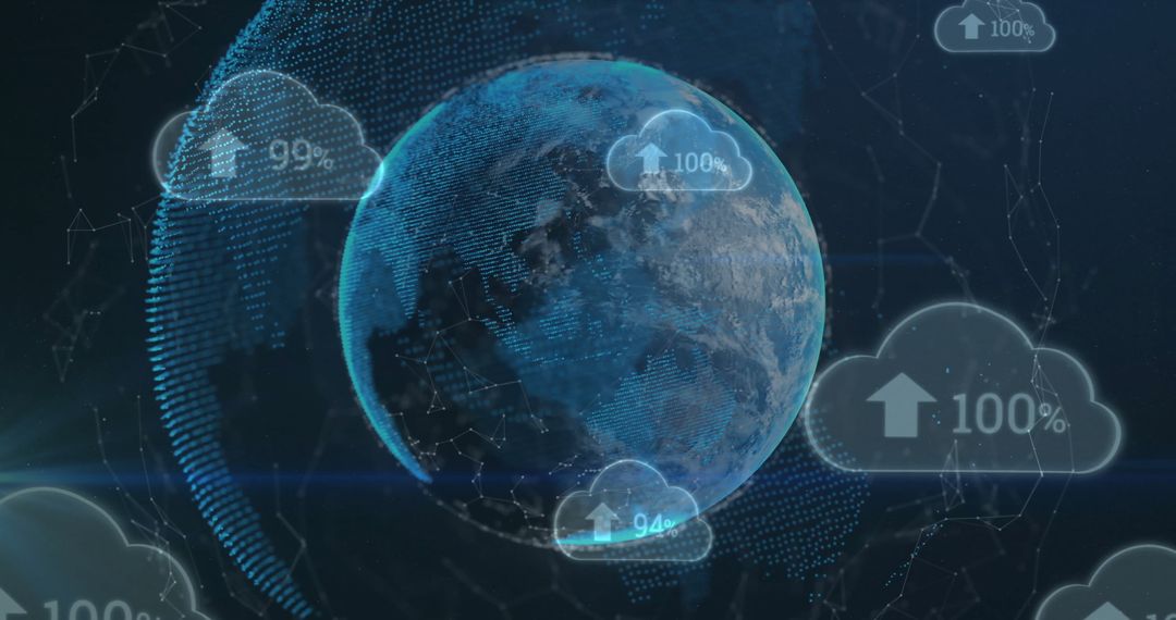 Digital Earth with Cloud Storage and Data Transfer Graphics