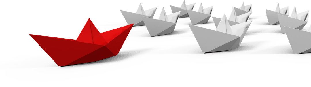 Leadership Concept with Red Paper Boat on Transparent Background