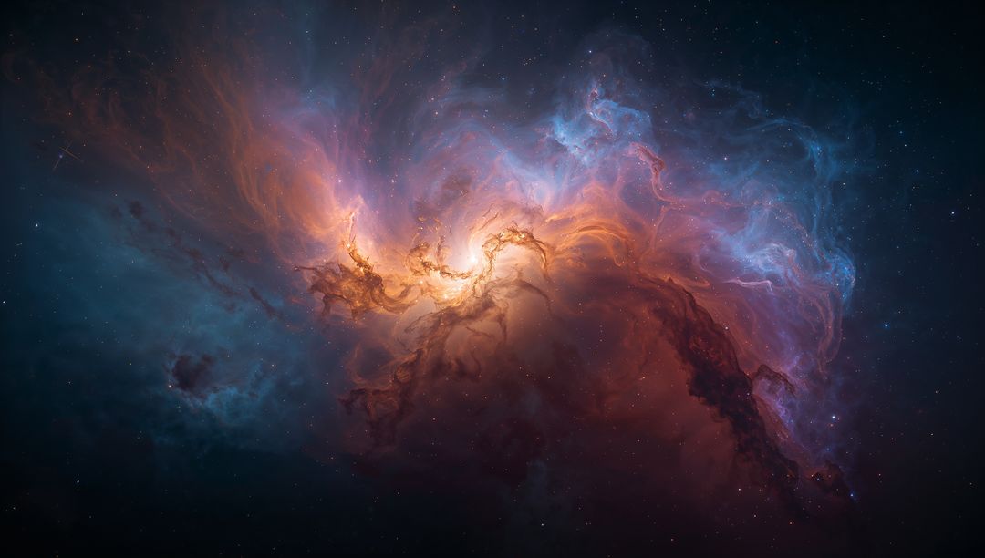 Spectacular Nebula with Luminous Gas Emerging in Deep Space