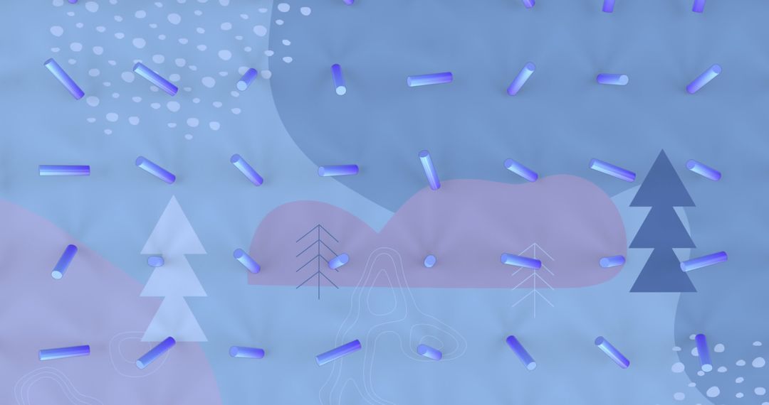 Blue Abstract Seamless Pattern with Christmas Tree Icons