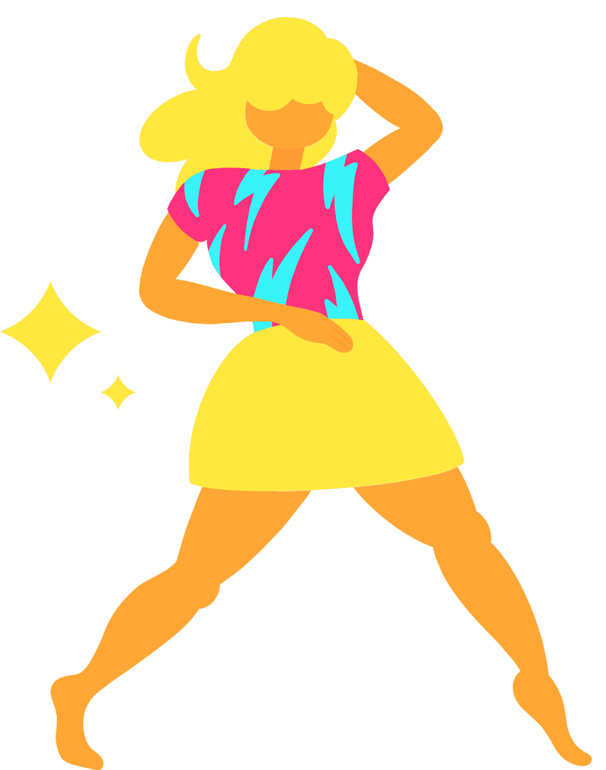 Colorful Dancer Illustration on Transparent Background