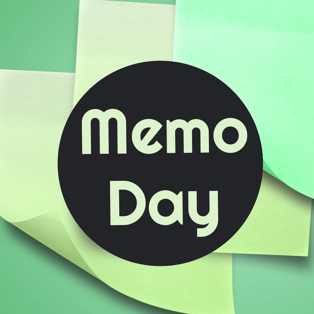 memo day illustration with green sticky notes and circular text design - Download Free Stock Images Pikwizard.com