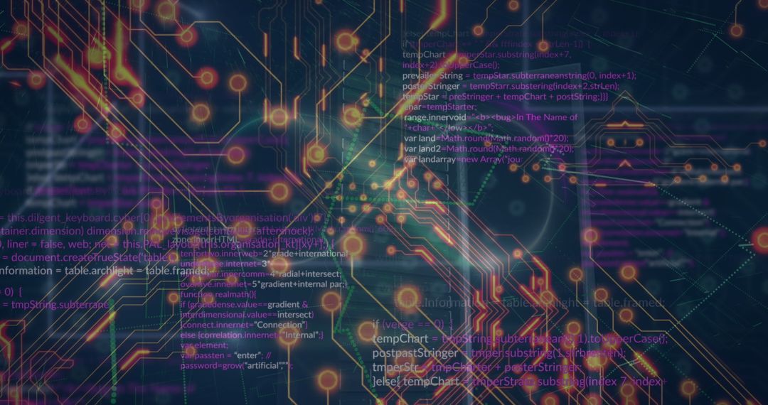 Cyber Futurism with Circuit and Code Overlay