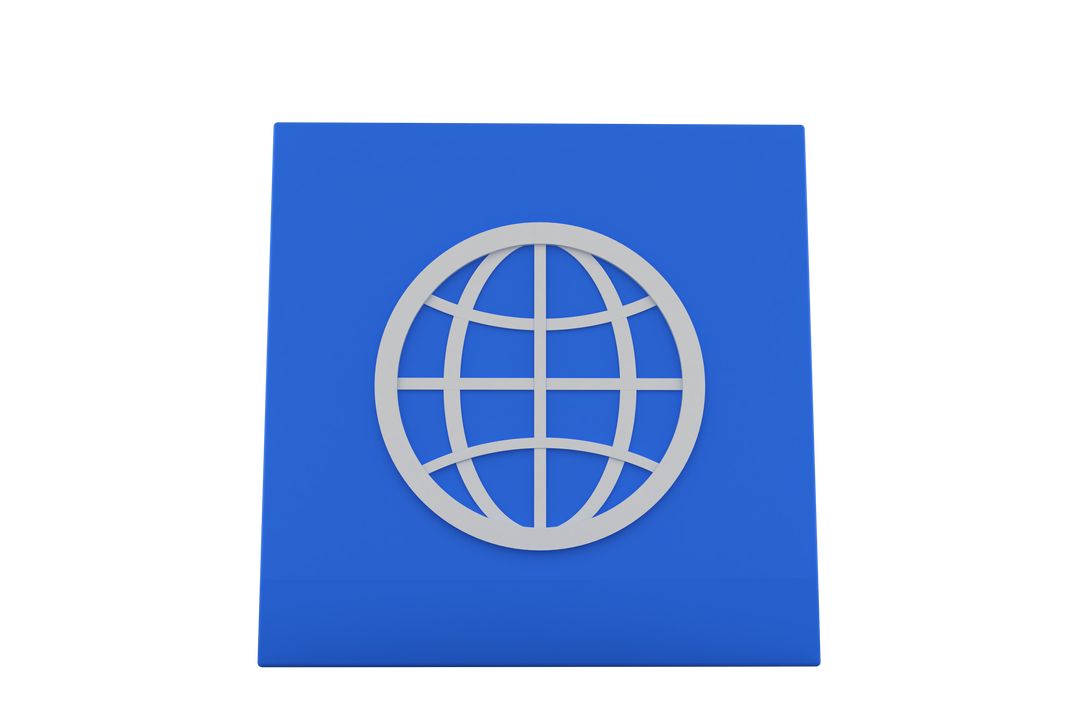 Blue Square with Globe Icon on Transparent Background - Download Free Stock Images Pikwizard.com