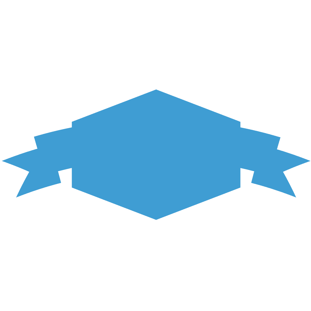 Blue Badge with Ribbon on Transparent Background