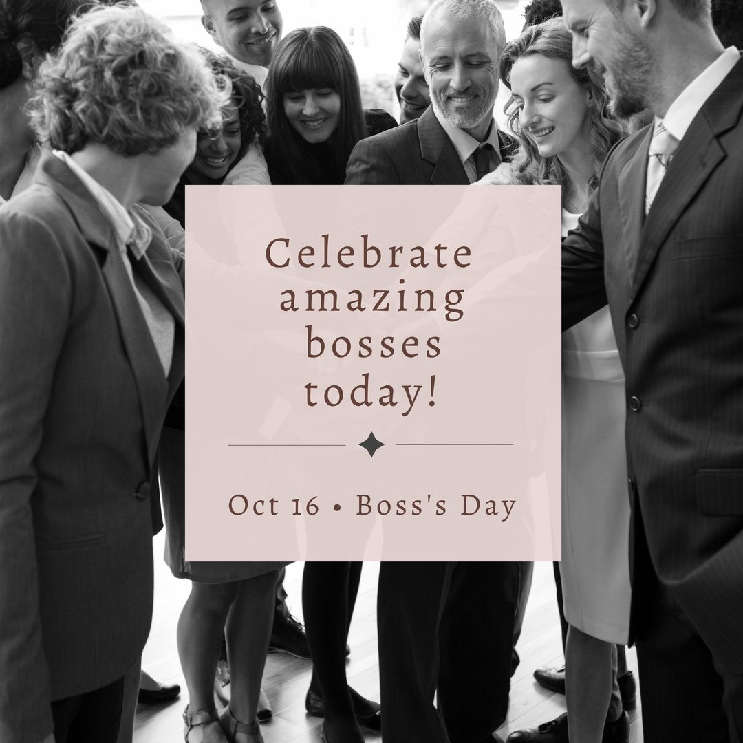 Celebrating Boss's Day with a diverse team on October 16th. - Download Free Stock Templates Pikwizard.com