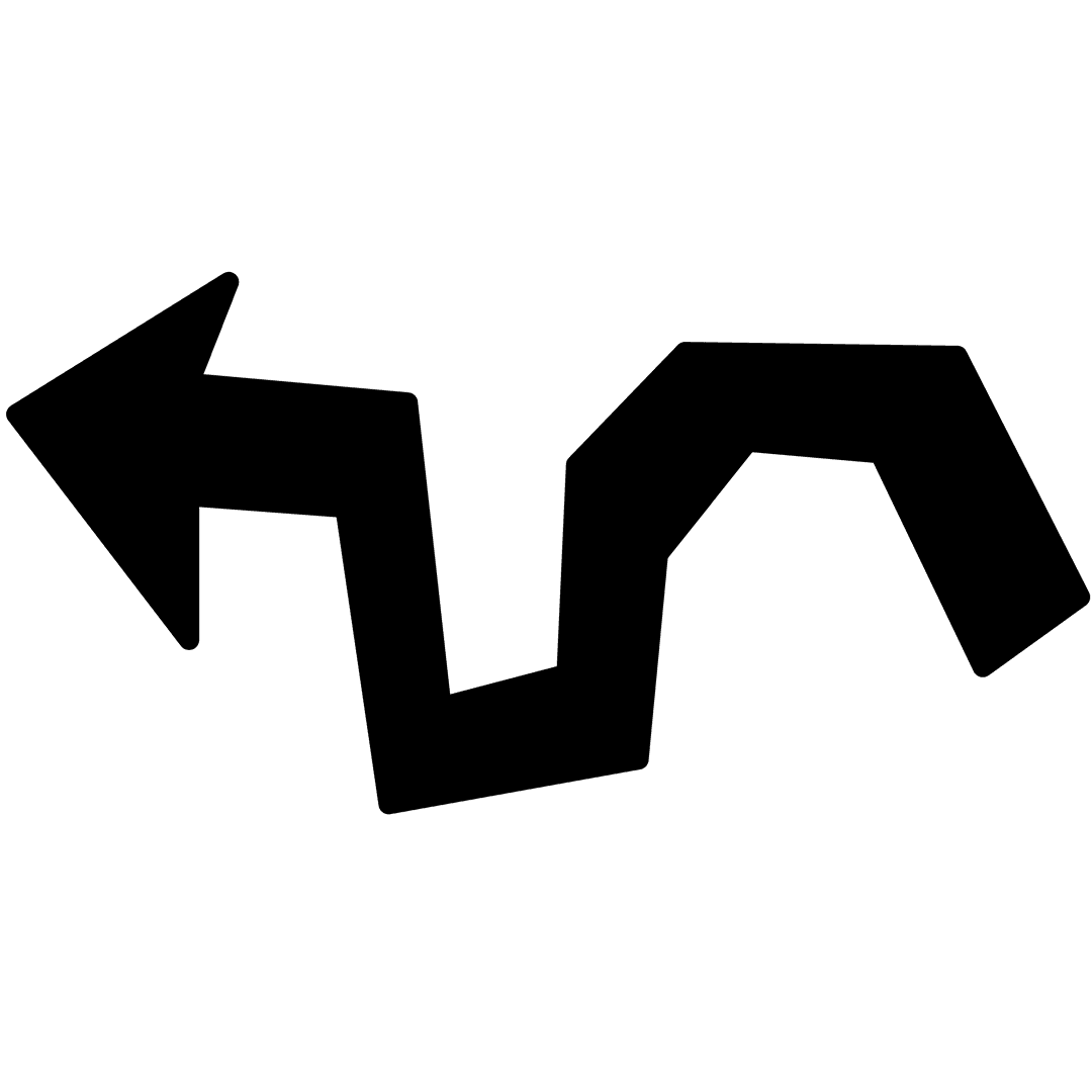 Bent Black Arrow on Transparent Background Symbolizes Progress