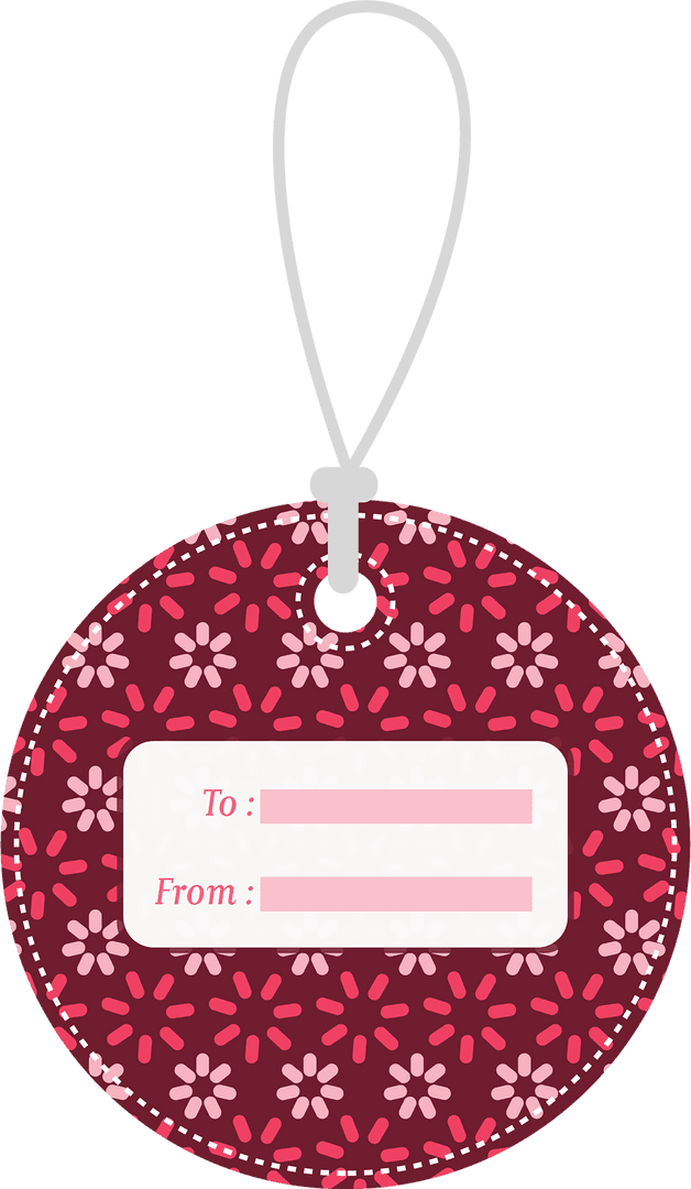 Decorative Floral Gift Tag with Copy Space on Transparent Background