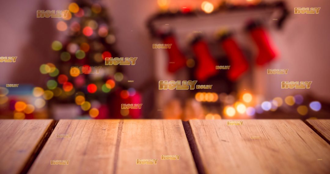 Festive Holiday Scene with Christmas Tree and Fireplace