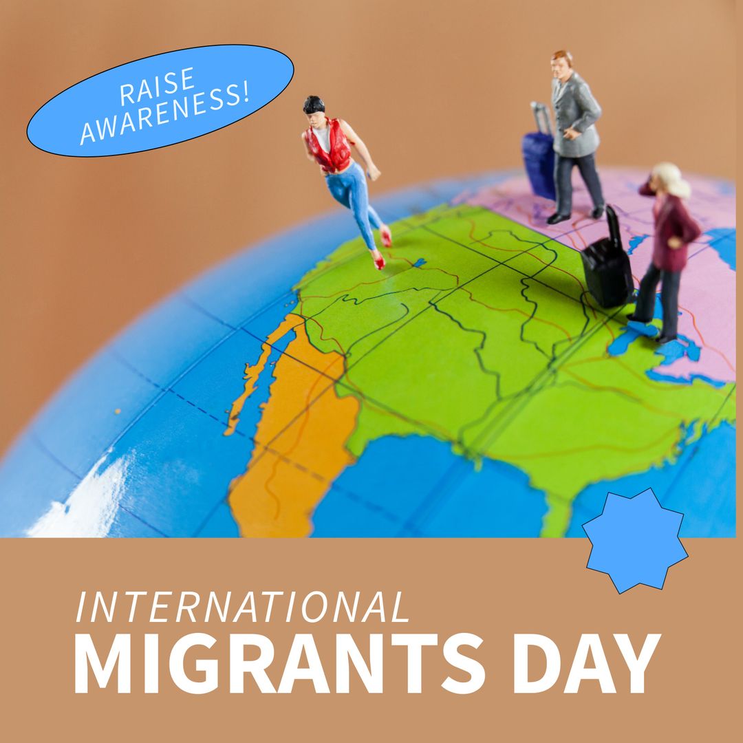 International Migrants Day with Figurines on Globe Illustrating Global Movement