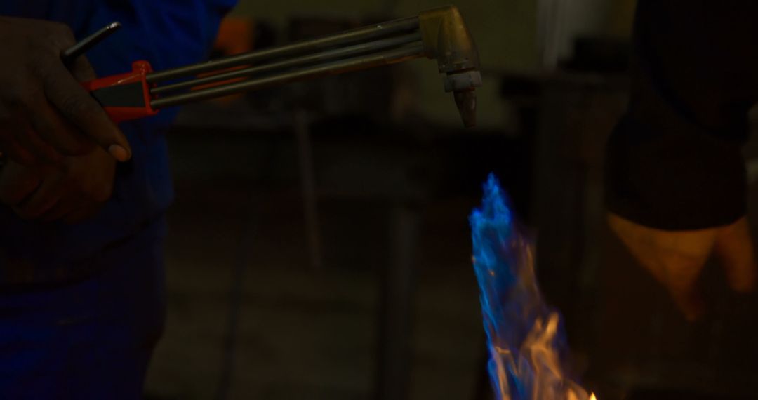 Close-up of Worker Using Blowtorch in Workshop - Free Images, Stock Photos and Pictures on Pikwizard.com