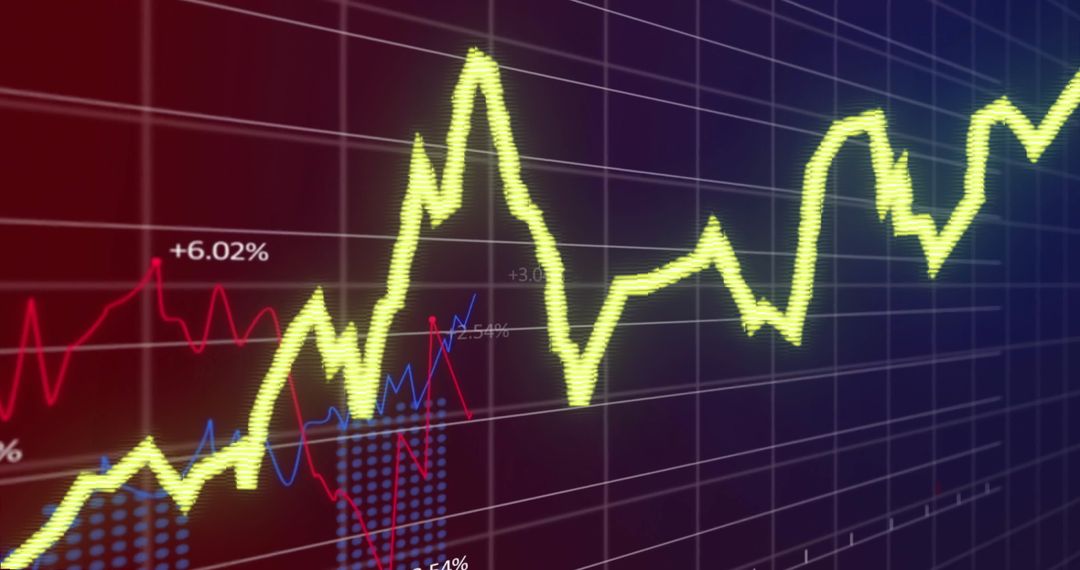 Dynamic Stock Market Chart with Fluctuating Trends and Data Points