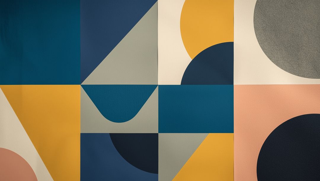 Modern Geometric Mural in Abstract Design for Stylish Home Decor