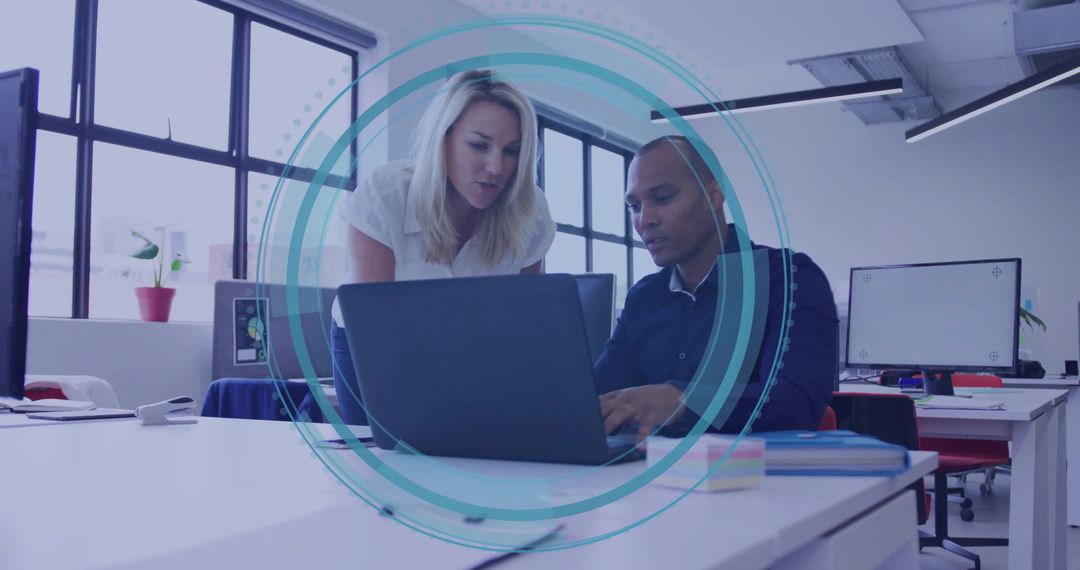 Diverse Professionals Collaborate in Modern Office Space