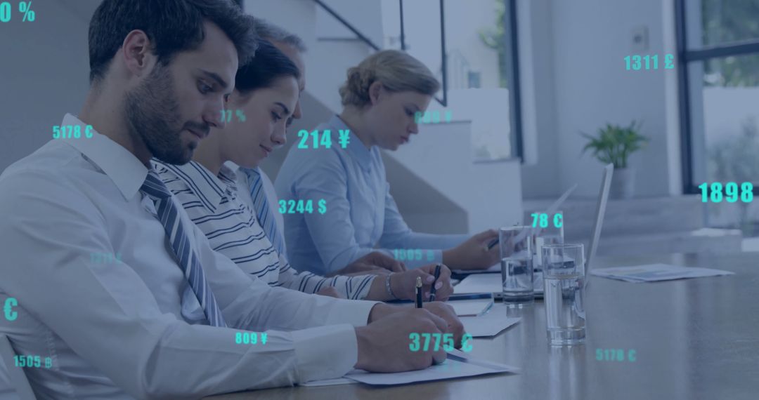 Collaboration in Financial Data Analysis by Diverse Team in Modern Office