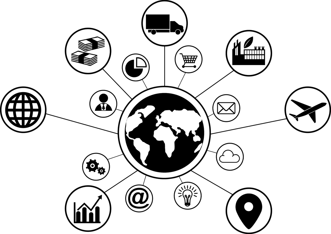 Transparent Connected Business Icons in Network Design