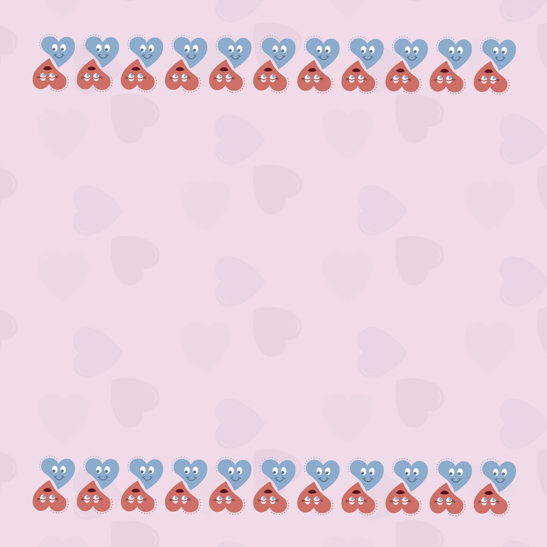 Cute Heart Border with Copy Space on Transparent Background