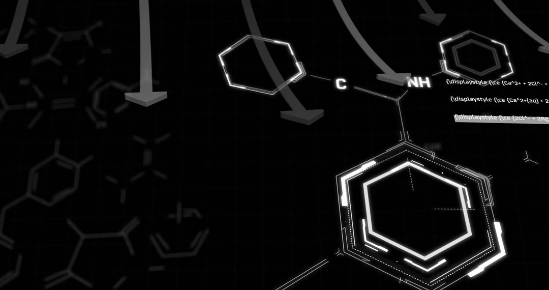 Futuristic Digital Molecular Structures on Black Background