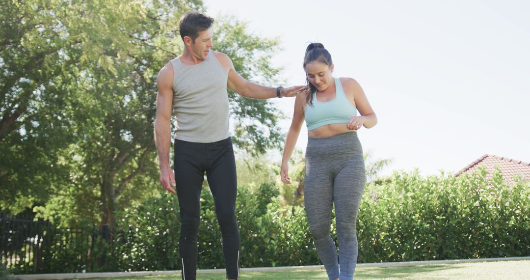 Couple Exercising Outdoors Embracing Healthy Lifestyle - Free Images, Stock Photos and Pictures on Pikwizard.com