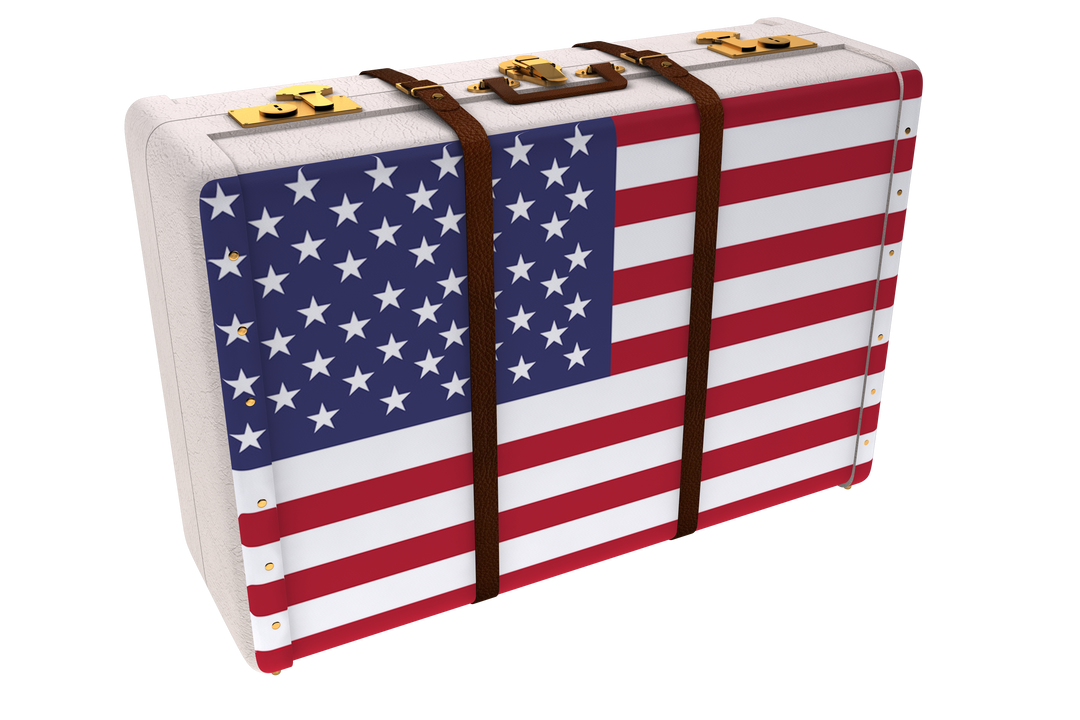 Transparent Suitcase with American Flag Design and Leather Straps - Download Free Stock Images Pikwizard.com