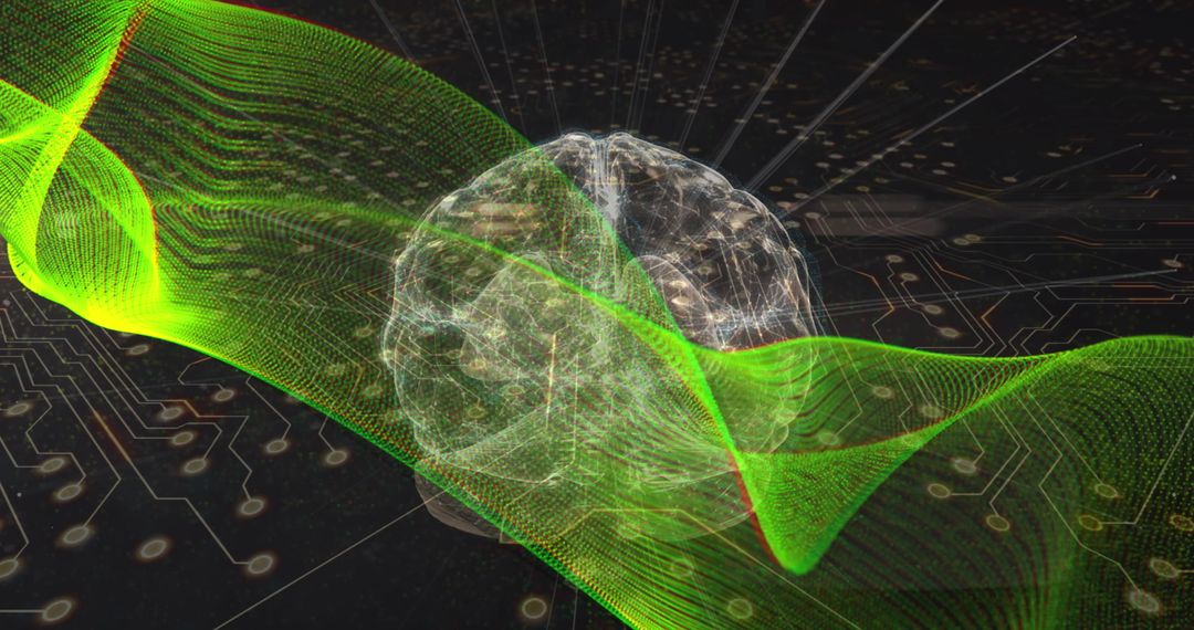 Futuristic Brain Analysis with Digital Wave and Circuitry