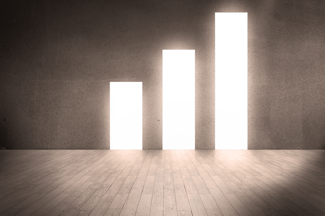 Transparent Conceptual Wooden Floor with Open Doors and Sunlight