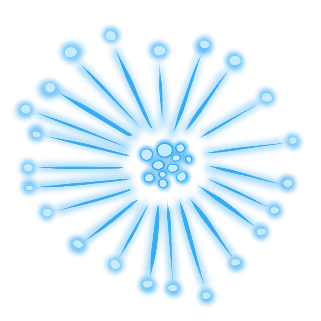 Abstract Blue Radial Design with Dots on Transparent