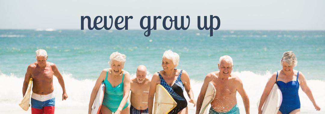 Group of Seniors Enjoying Surfing Fun at Sunny Beach