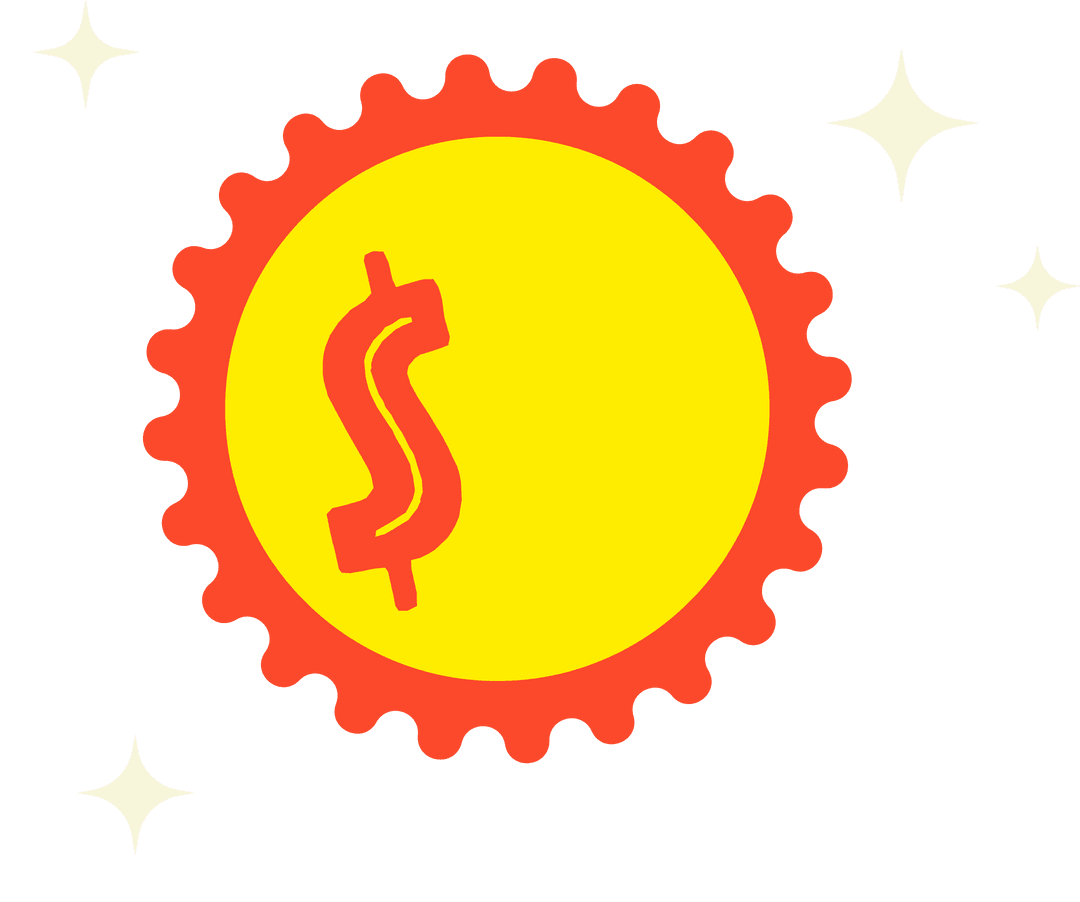 Transparent Coin with Dollar Sign Inside Circular Gear