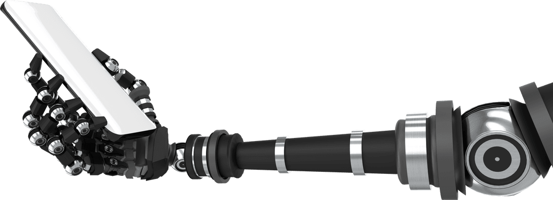 Robotic Arm with Smartphone on Transparent Background