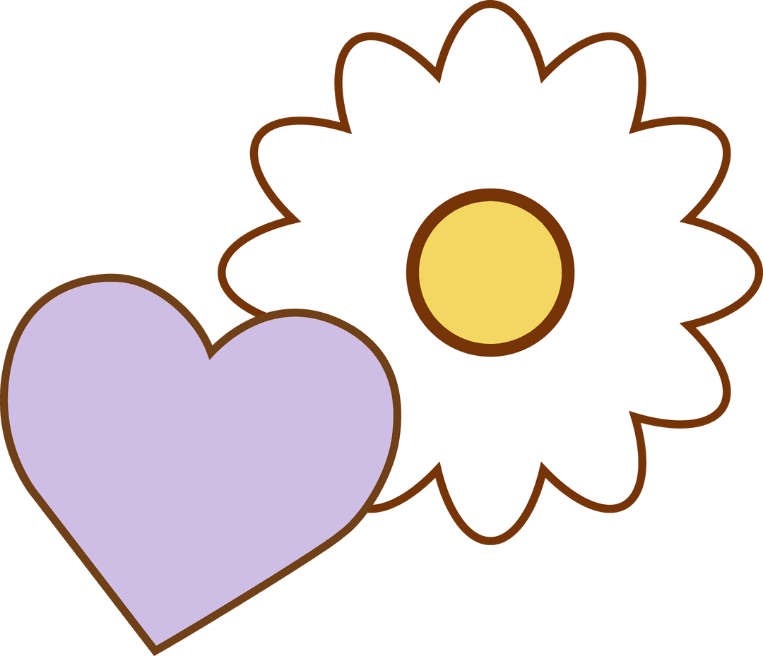 Transparent Background Daisy and Heart for Floral Romance