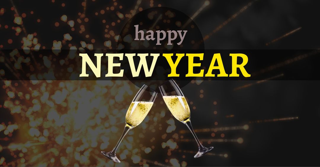Festive New Year Celebration with Fireworks and Champagne