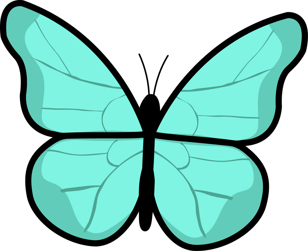 Turquoise Butterfly Illustration with Transparent Wings