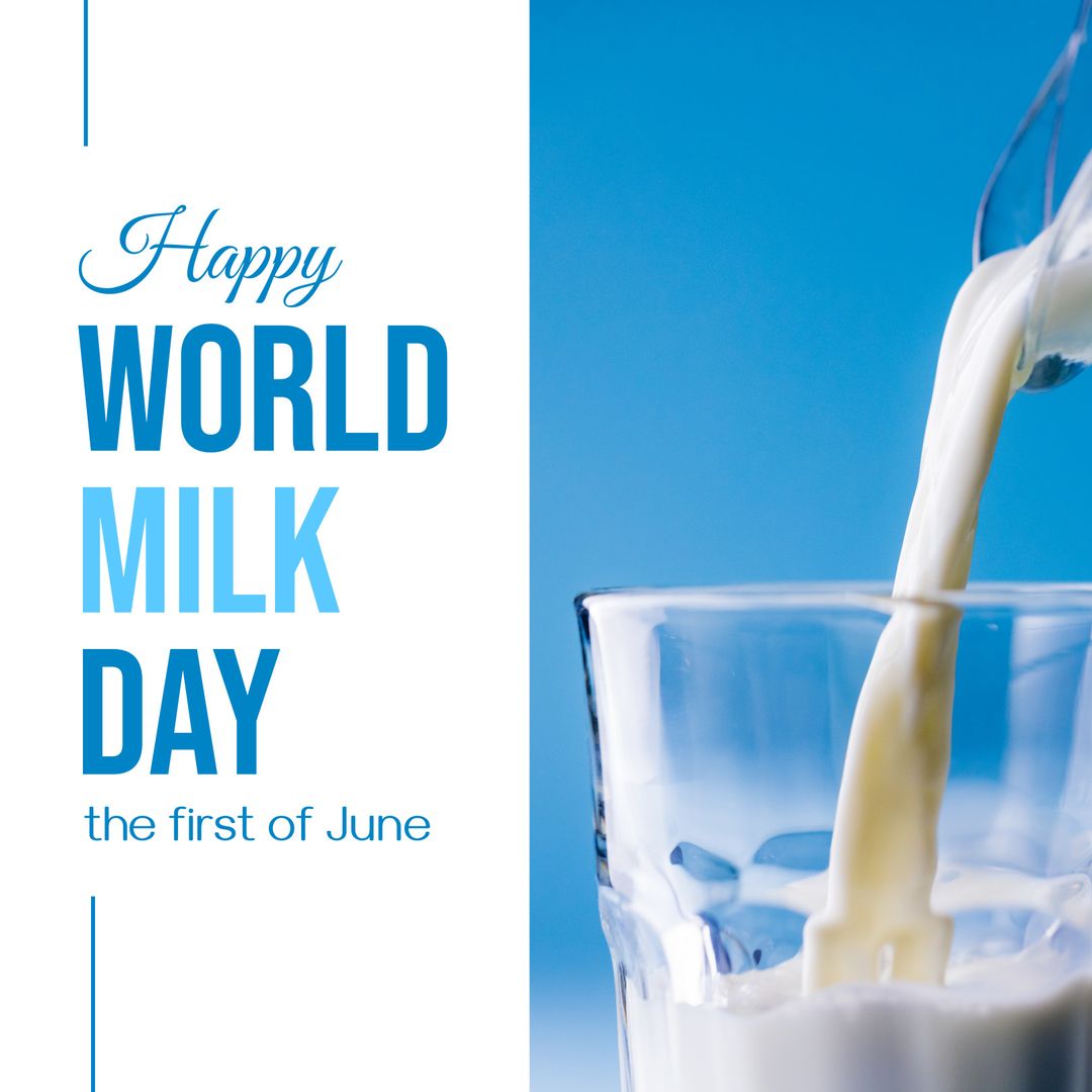 World Milk Day Celebration with Pouring Milk into Glass - Download Free Stock Templates Pikwizard.com