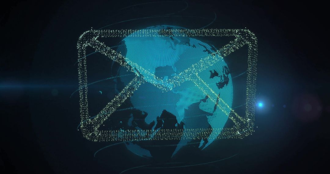 Digital Mail Icon Connecting Global Network Communications