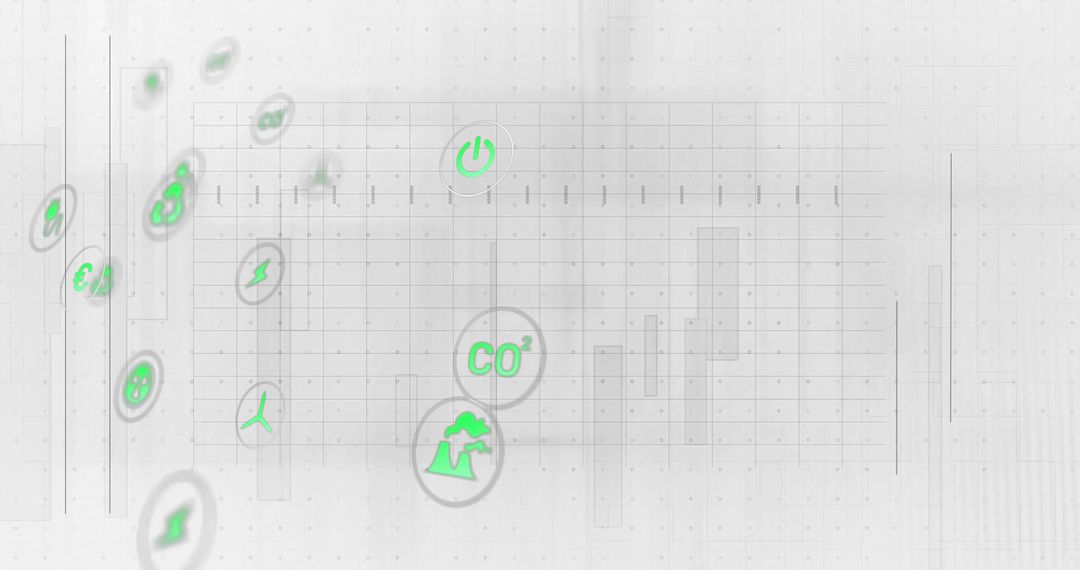 Digital Interface with Energy Icons on Futuristic Grid