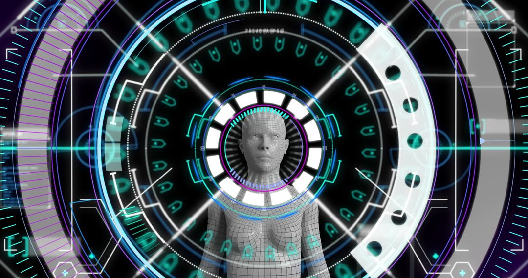High-Tech Digital Interface Analyzing Human Figure
