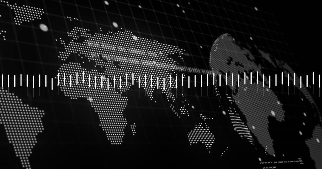 Digital Grid World Map with Data Visualization