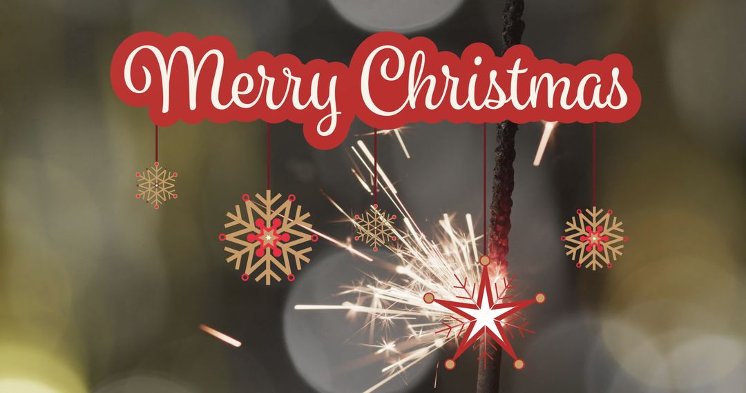 Festive Merry Christmas Greeting with Sparkling Lights