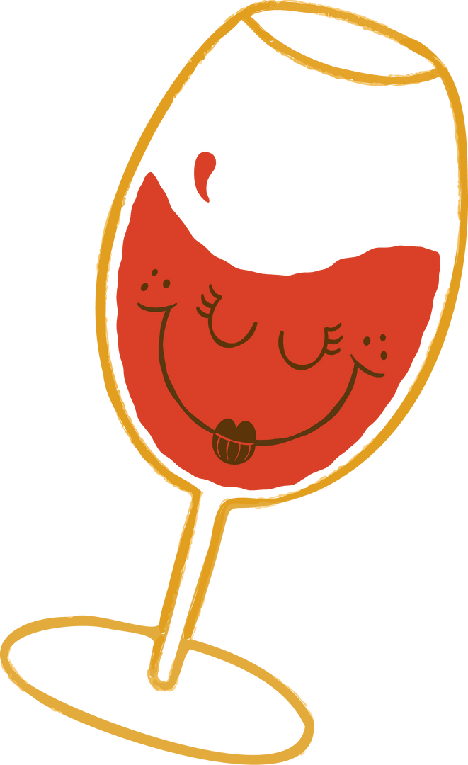 Whimsical Wine Glass Lifting Spirits Concept on Transparent Background